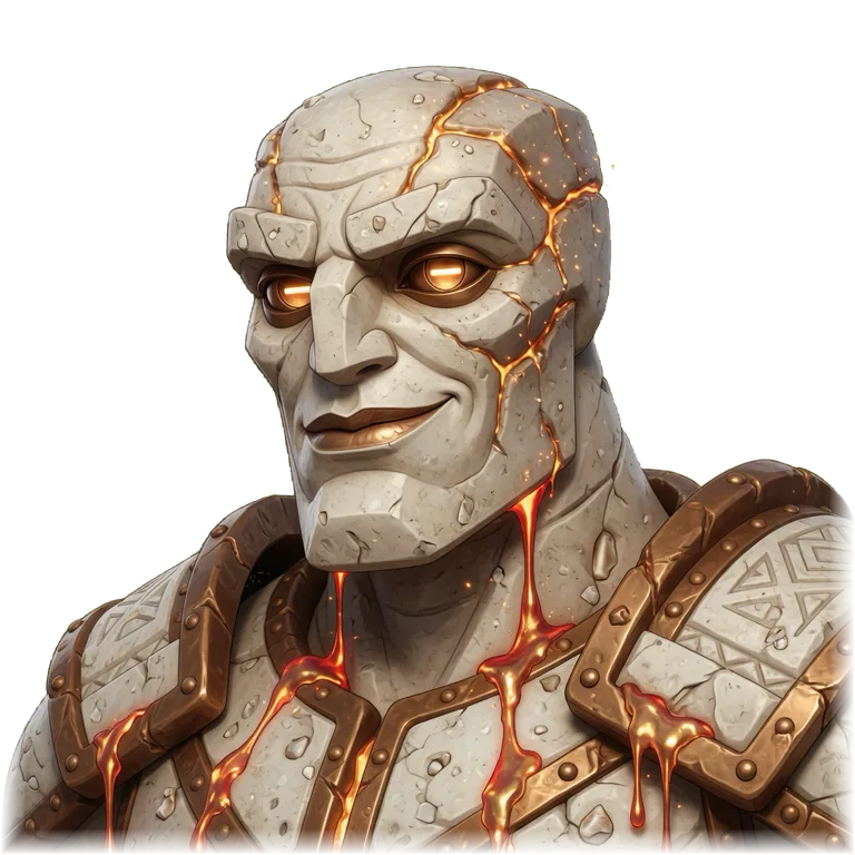 Phoros: a humanoid of limestone with bronze running through it