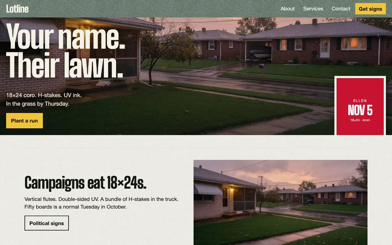 Screenshot of the informational site, fast demo