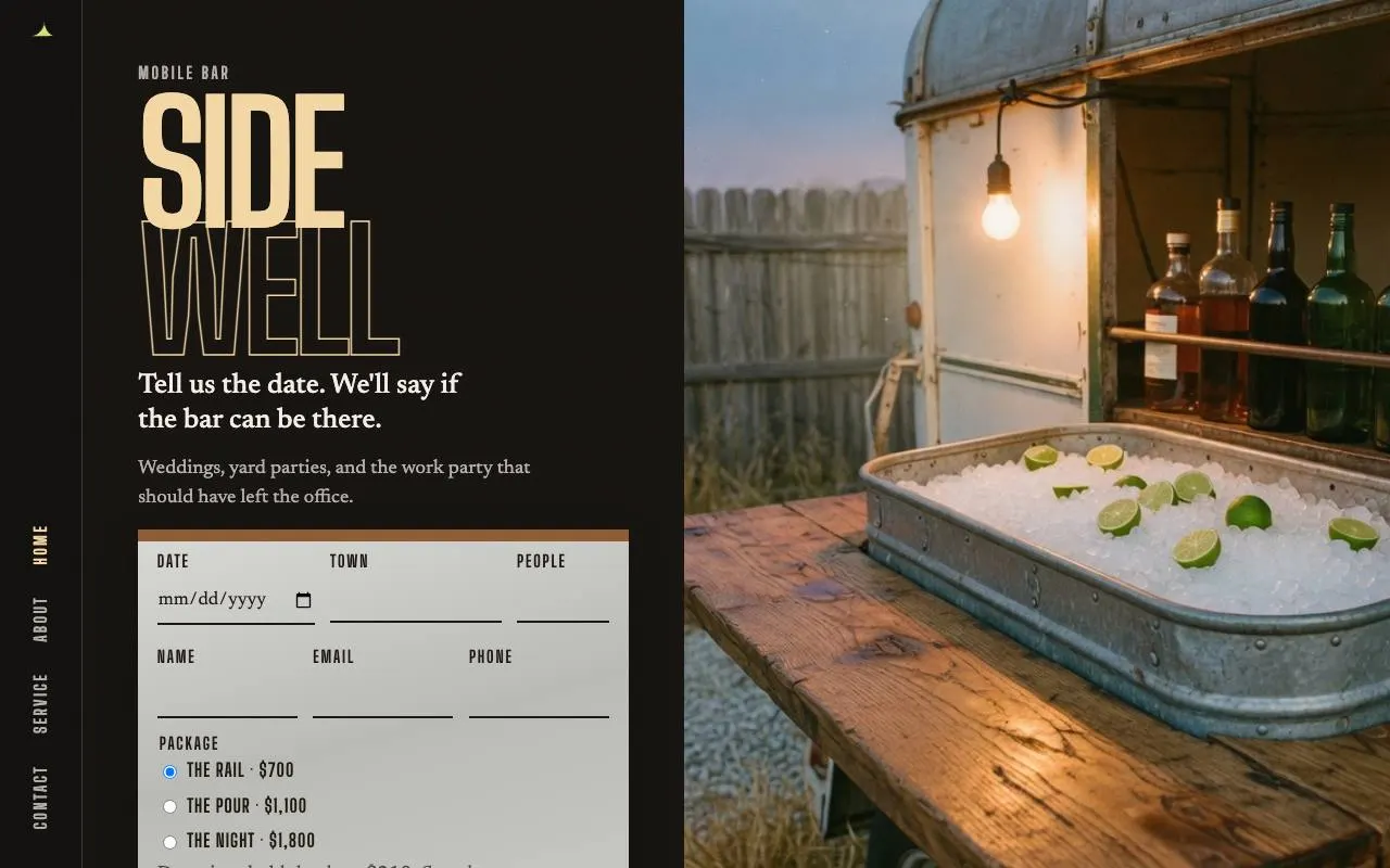 Screenshot of the mobile bar service demo